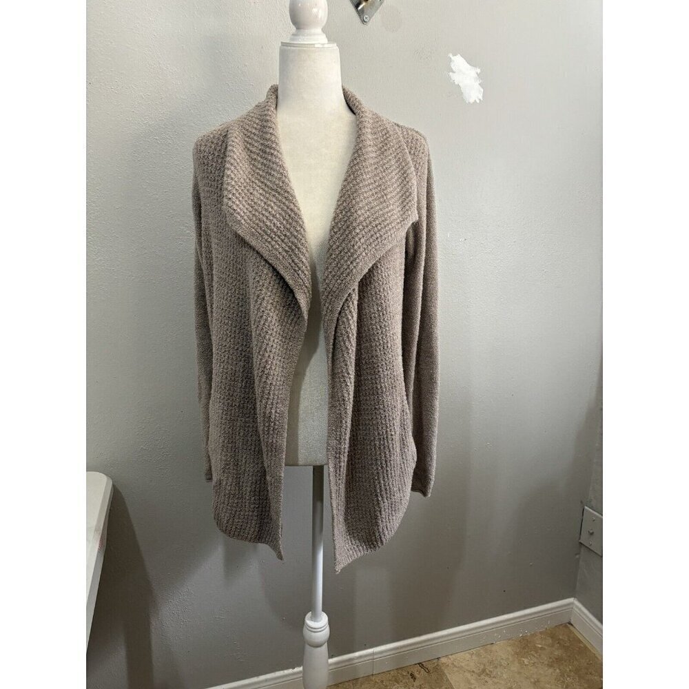 Barefoot Dreams Cozy chic Lite Drapped Cardigan Women Medium Tan Brown